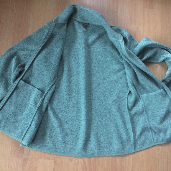 Eddie Bauer Large Zip Up Fleece jacket Teal Cozy - Picture 13 of 14